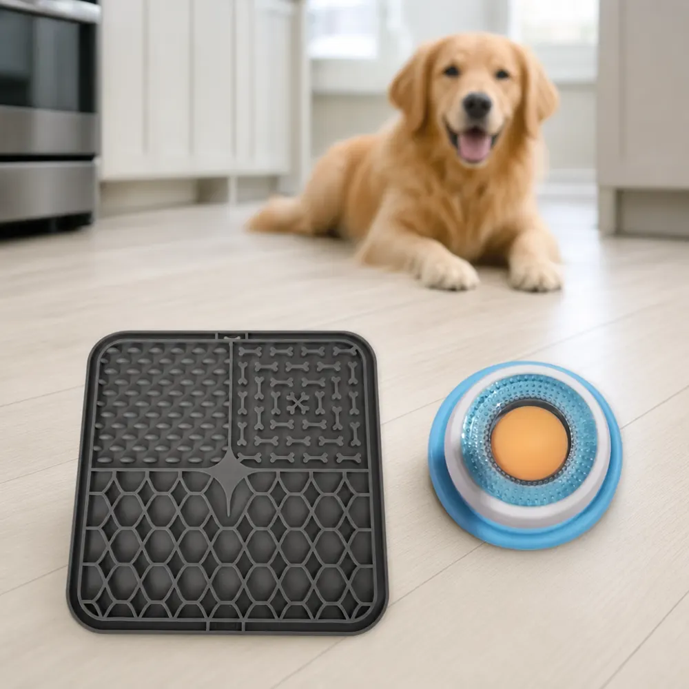 Le Duo anti-glouton Lékki : le tapis de léchage et le jouet à ventouse réunis